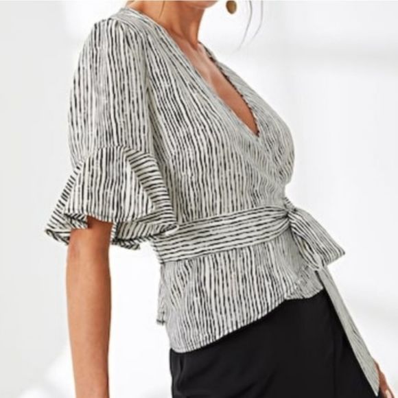 Pinstripe Wrap Blouse - Picture 3 of 6